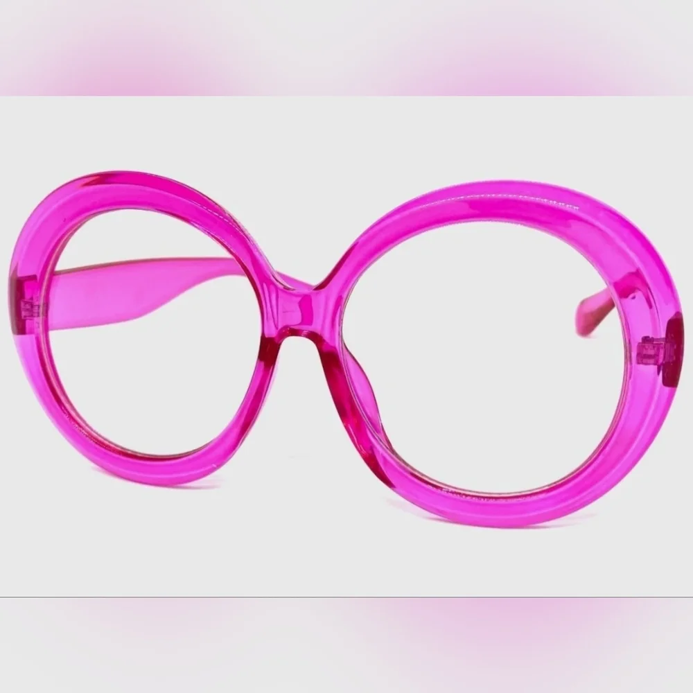 NEW Pink Oversize Round Fashion Glasses